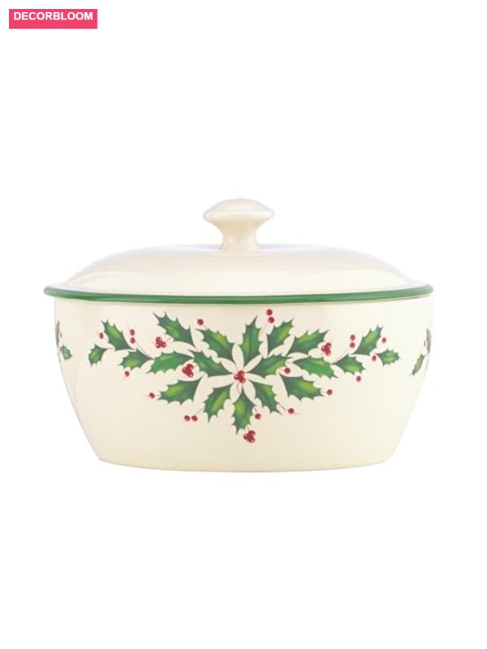 Ivory Porcelain Covered Casserole Dish 32 oz Holiday Bakeware Serving